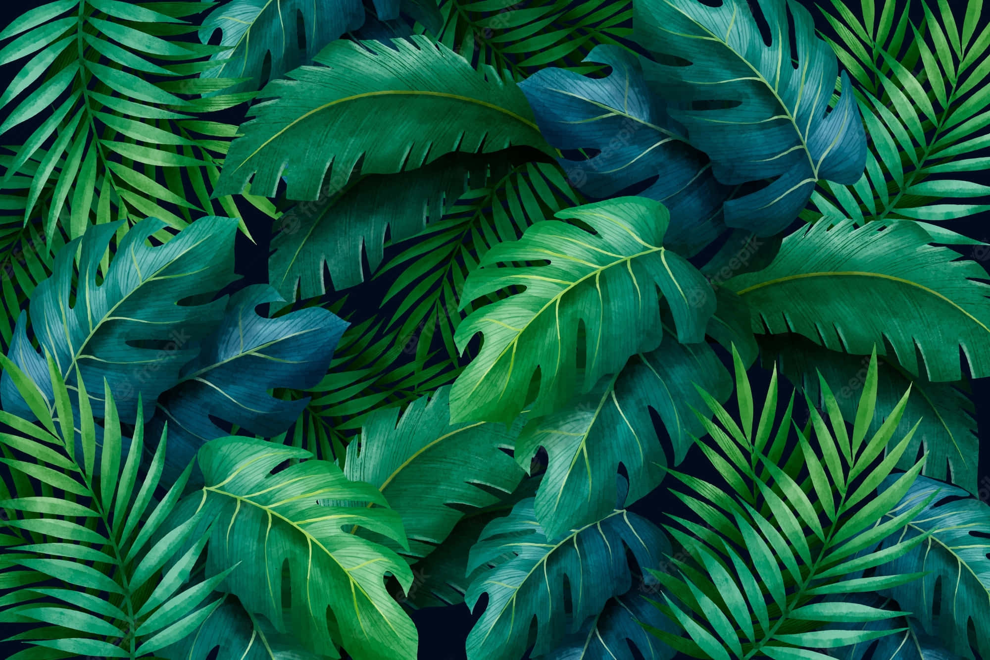 Aesthetic Palm Leaves, tropical leaves, rich greens, Full HD Desktop Wallpaper