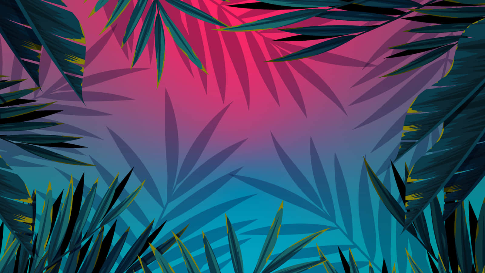 Aesthetic Palm Leaves, tropical leaves, gradient sky, HD Desktop Wallpaper