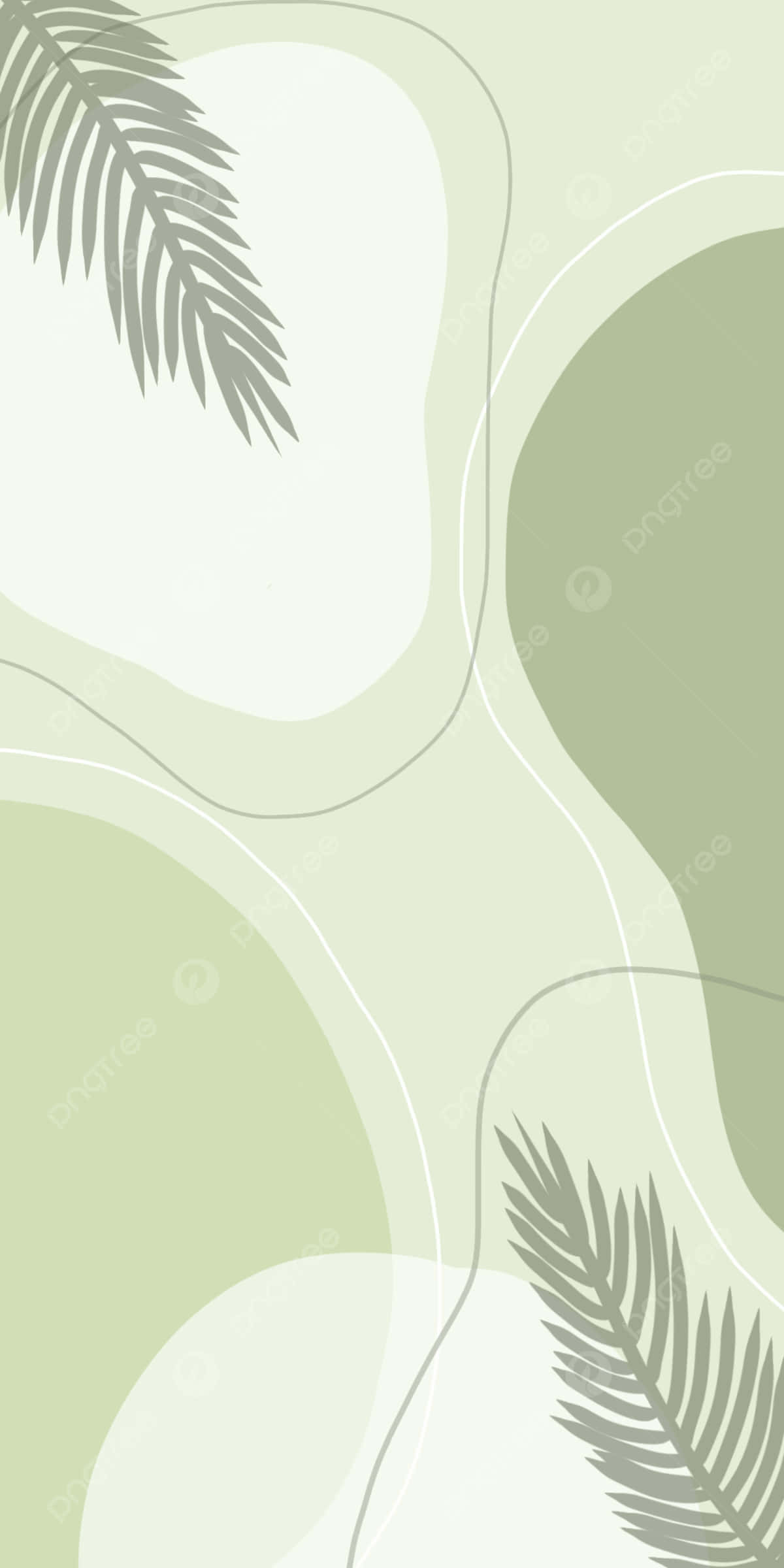 aesthetic palm leaves, soft green shapes, gray palm fronds, Full HD Phone Wallpaper
