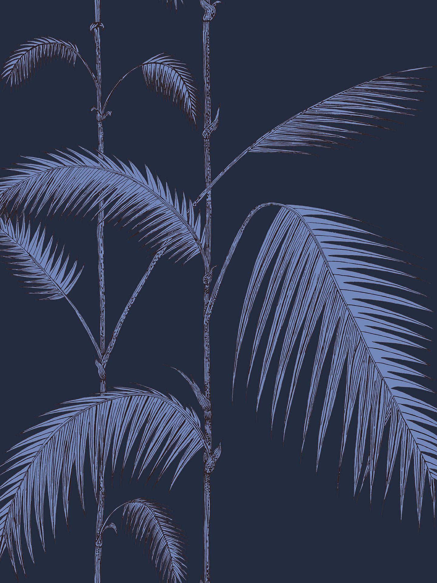 Aesthetic Palm Leaves, cool blue tones, deep navy background, Full HD Phone Wallpaper
