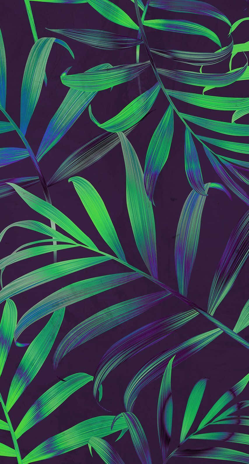 Aesthetic Palm Leaves, neon green, blue gradients, HD Phone Wallpaper