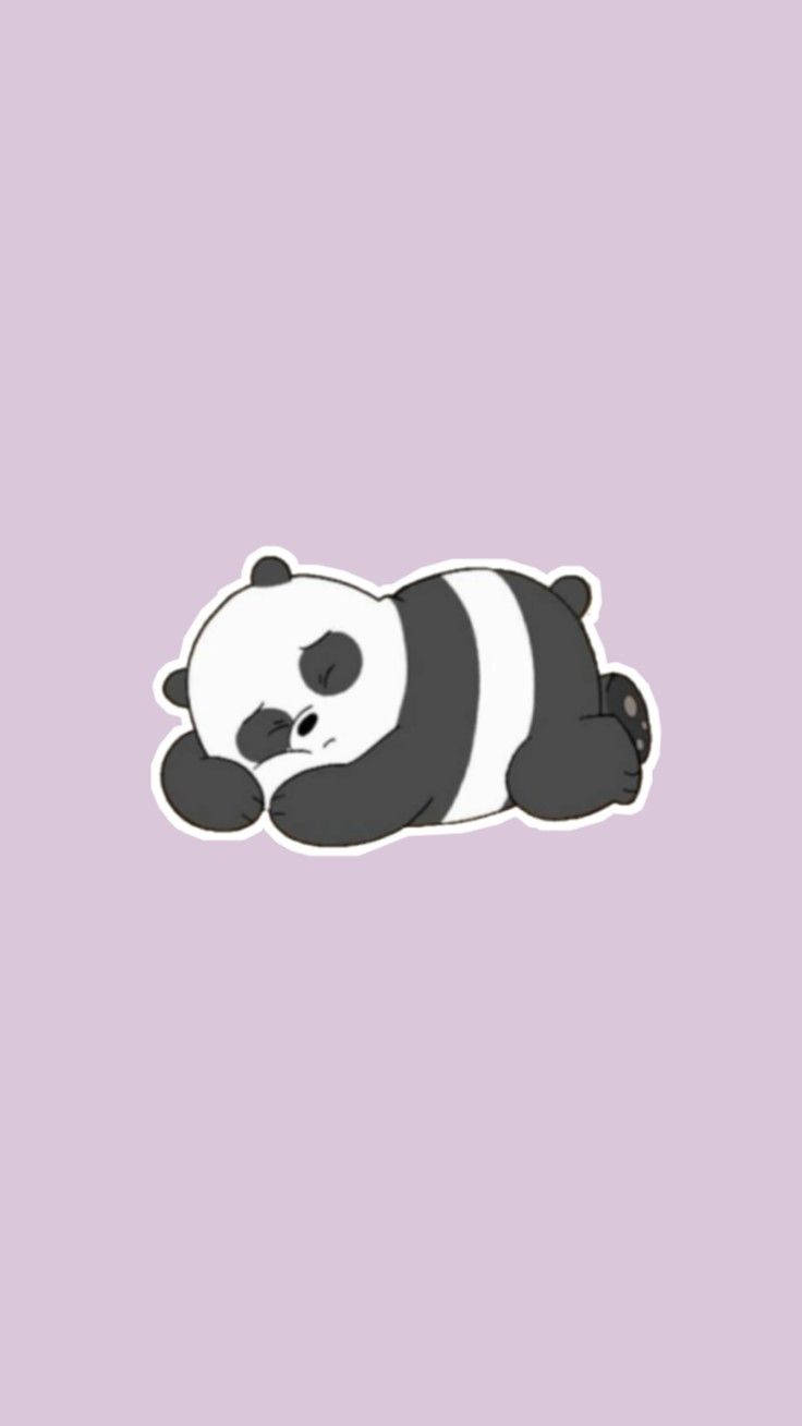 Aesthetic Panda, cute cartoon panda, lavender background, HD Phone Wallpaper