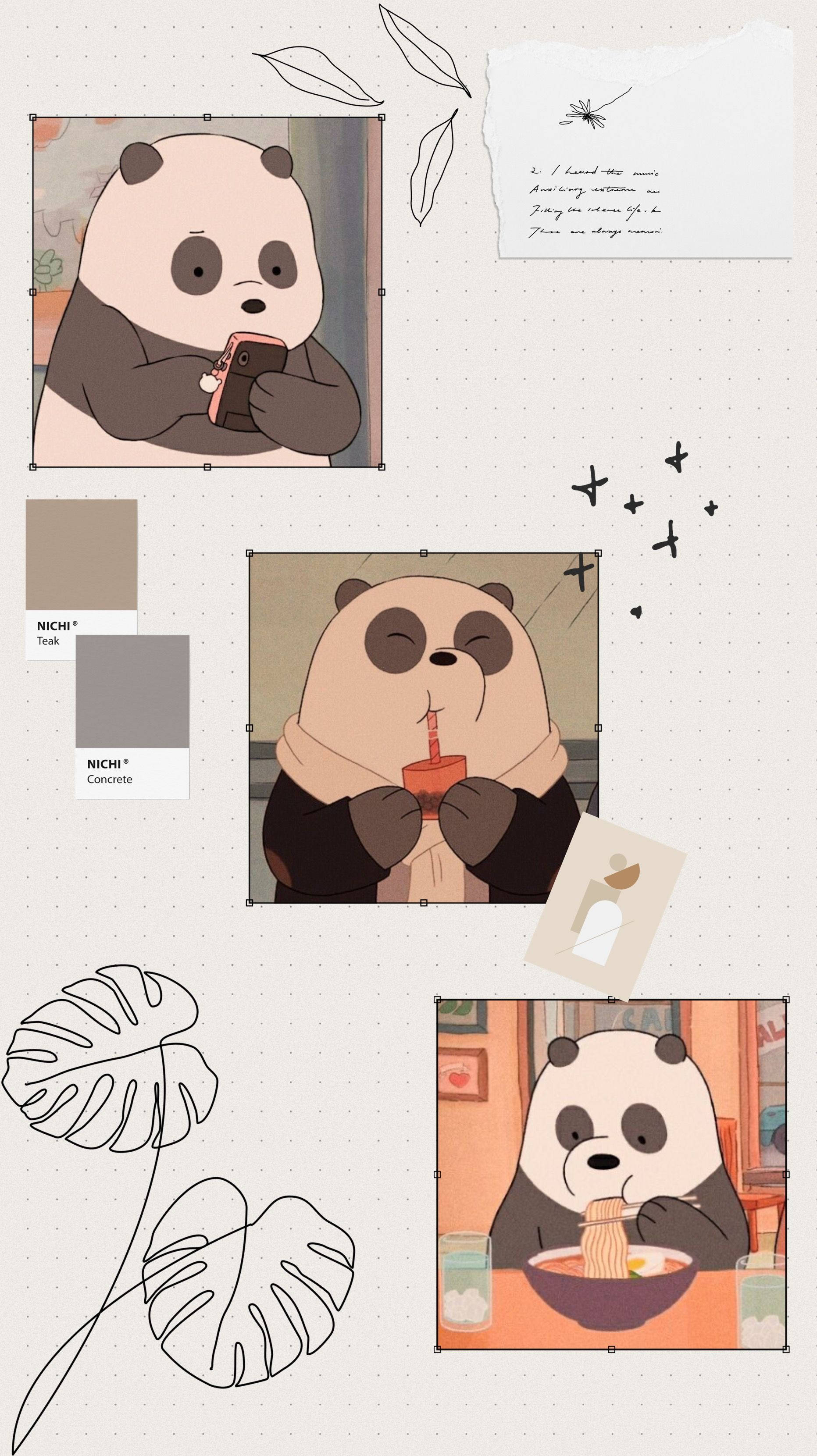 Aesthetic Panda Bear, panda collage, phone, 2K Phone Wallpaper