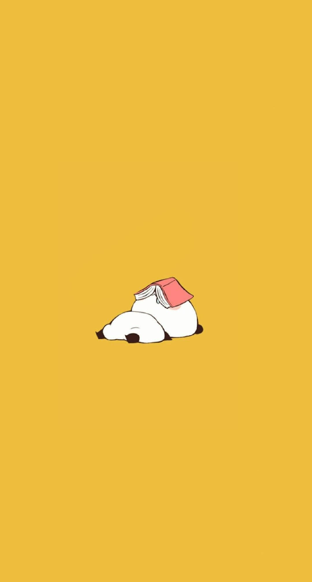 Aesthetic Panda, pink book, white cartoon dog, Full HD Phone Wallpaper
