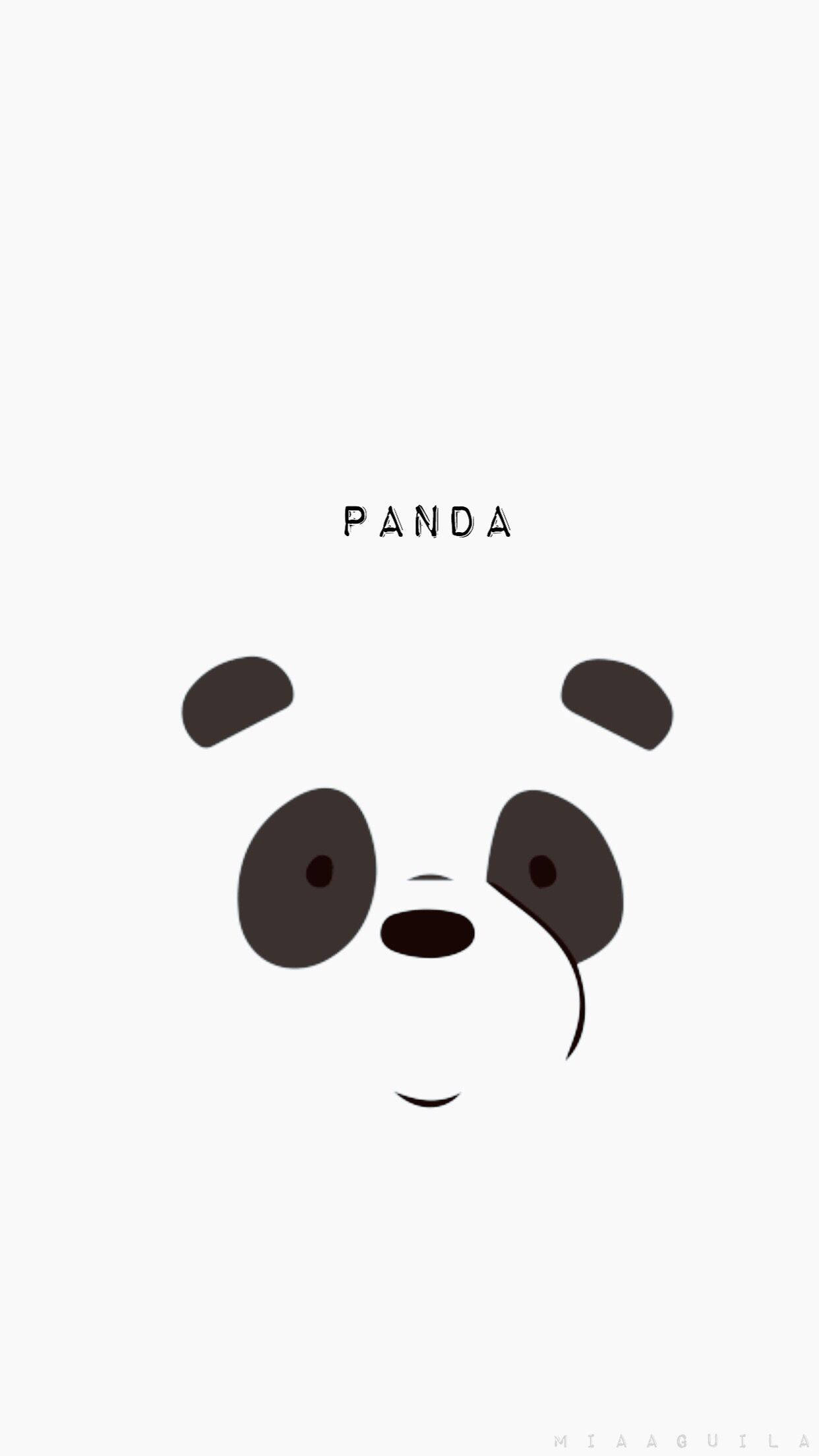 Aesthetic Panda, minimalist, black and white, Full HD Phone Wallpaper