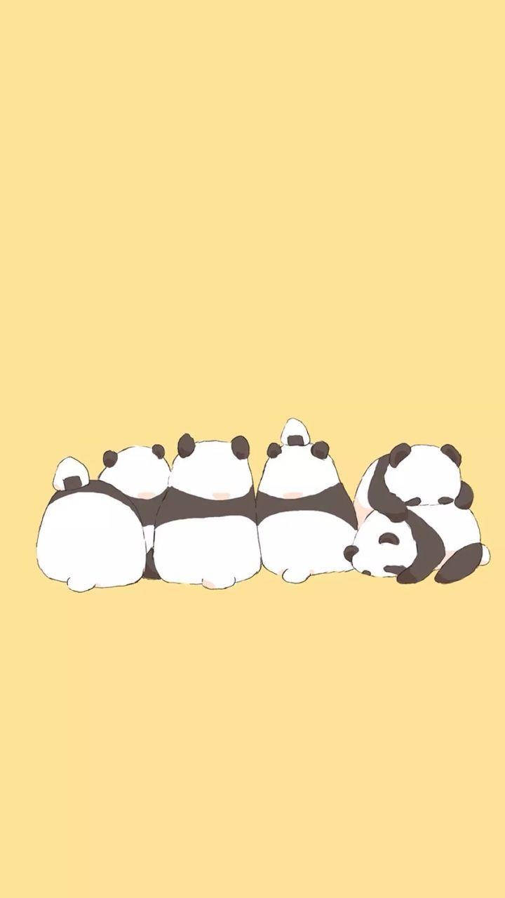 Aesthetic Panda, yellow, pandas, HD Phone Wallpaper