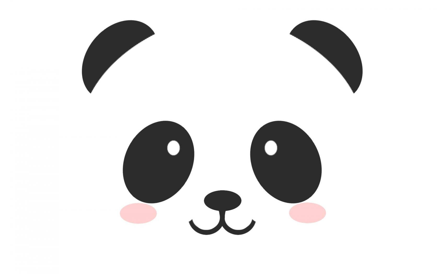 cute panda portrait, minimalist panda face, black ears eyes and nose, HD Desktop Wallpaper