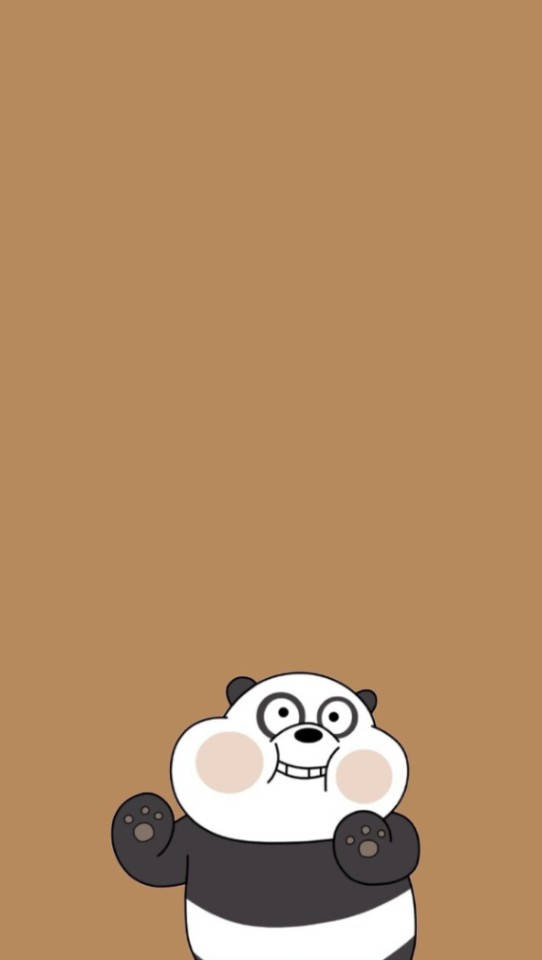 cute aesthetic cartoon panda bear, big eyes, grin, SD Phone Wallpaper