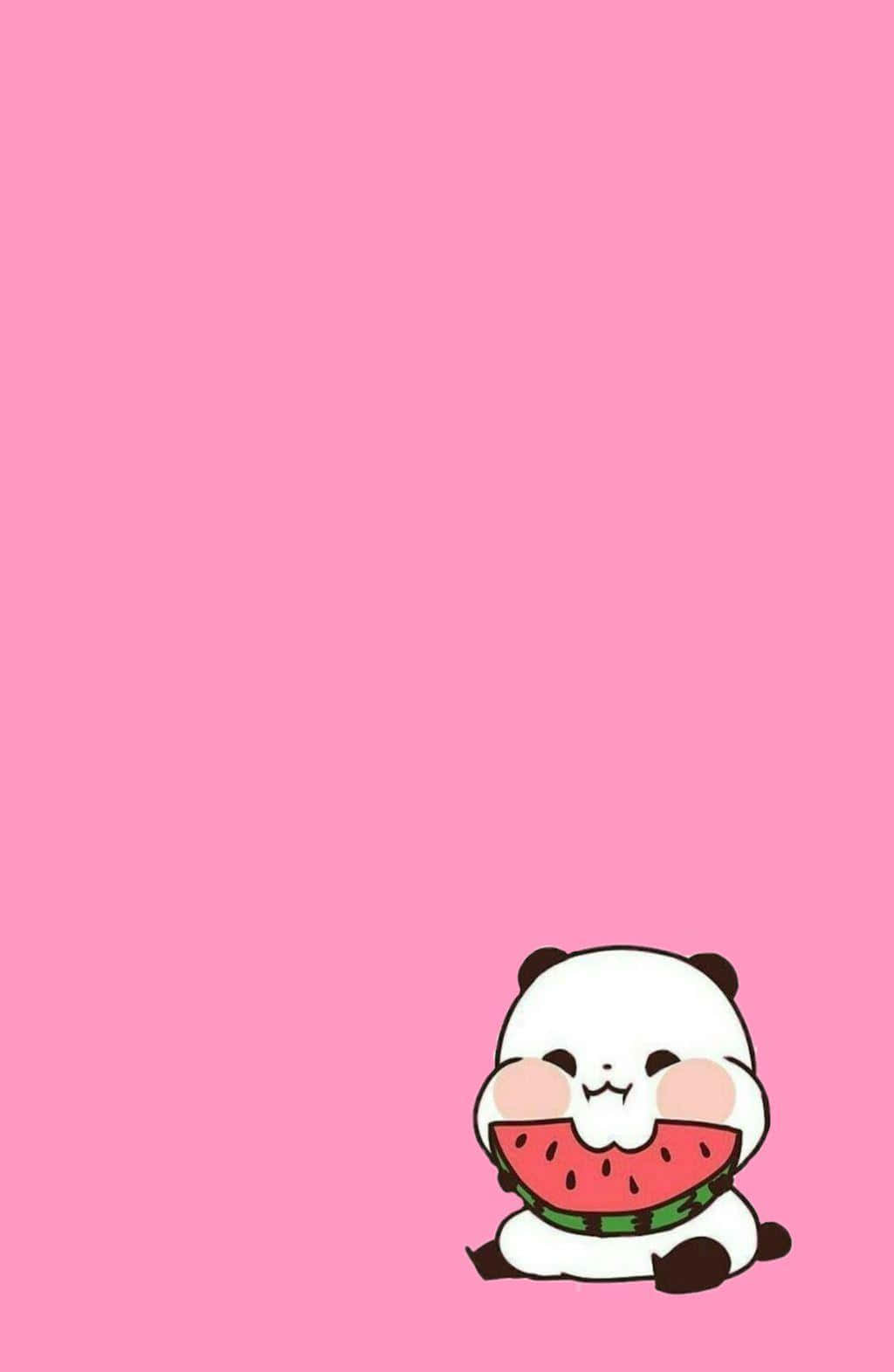 Aesthetic Pink Kawaii Yururin Panda, rosy cheeks, watermelon slice, HD Phone Wallpaper