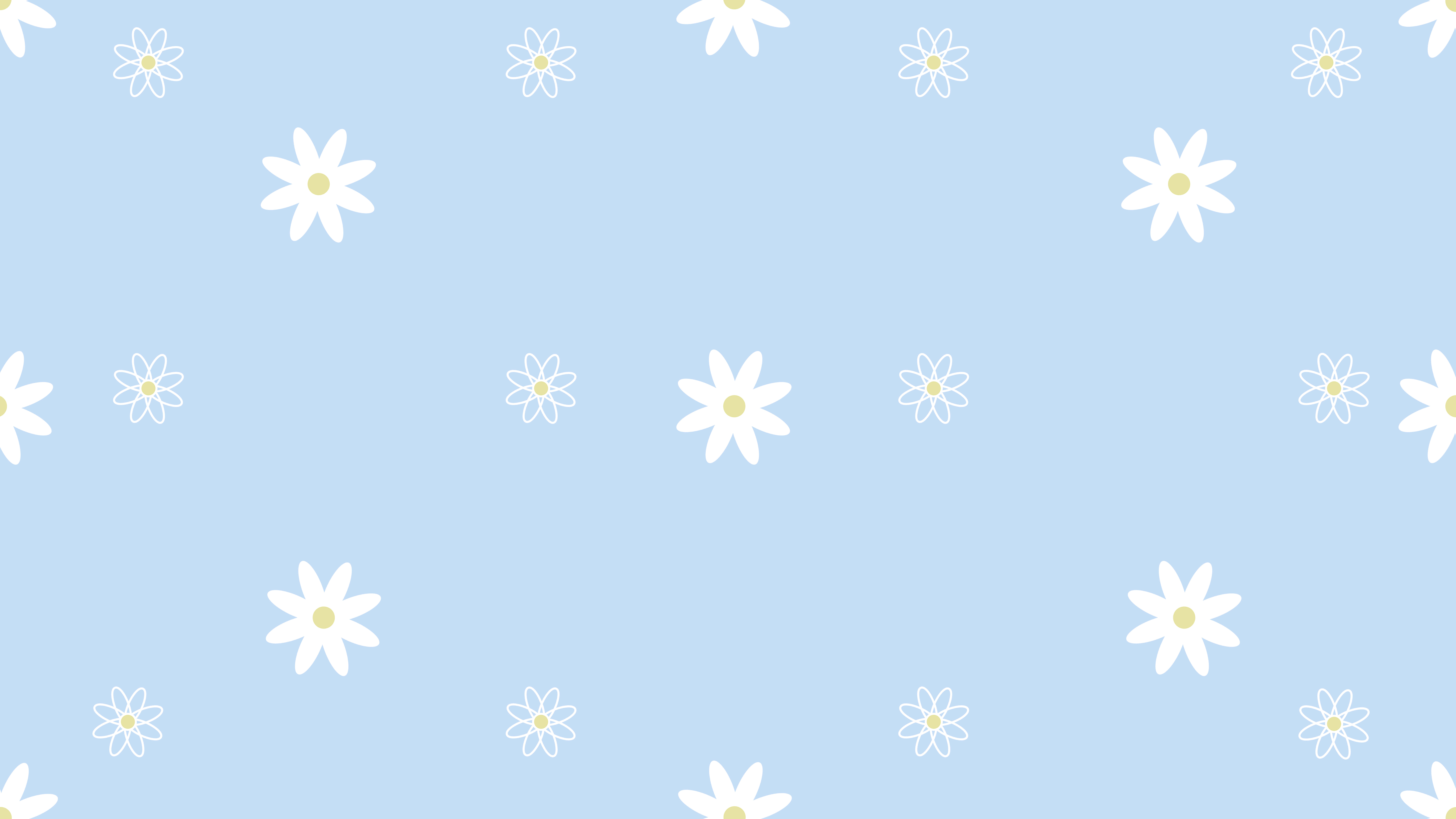 pastel blue, white daisies, yellow centers, 8K Desktop Wallpaper