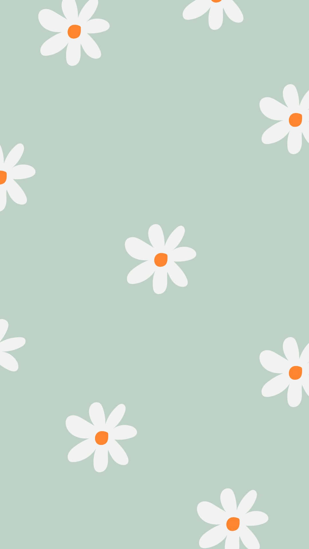 pastel daisy pattern, aesthetic background, white daisies, Full HD Phone Wallpaper