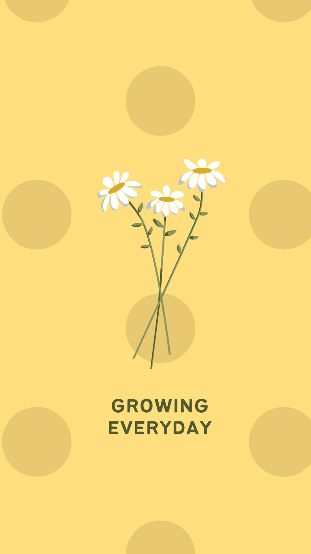 pastel daisy, green stems, yellow background, Full HD Phone Wallpaper