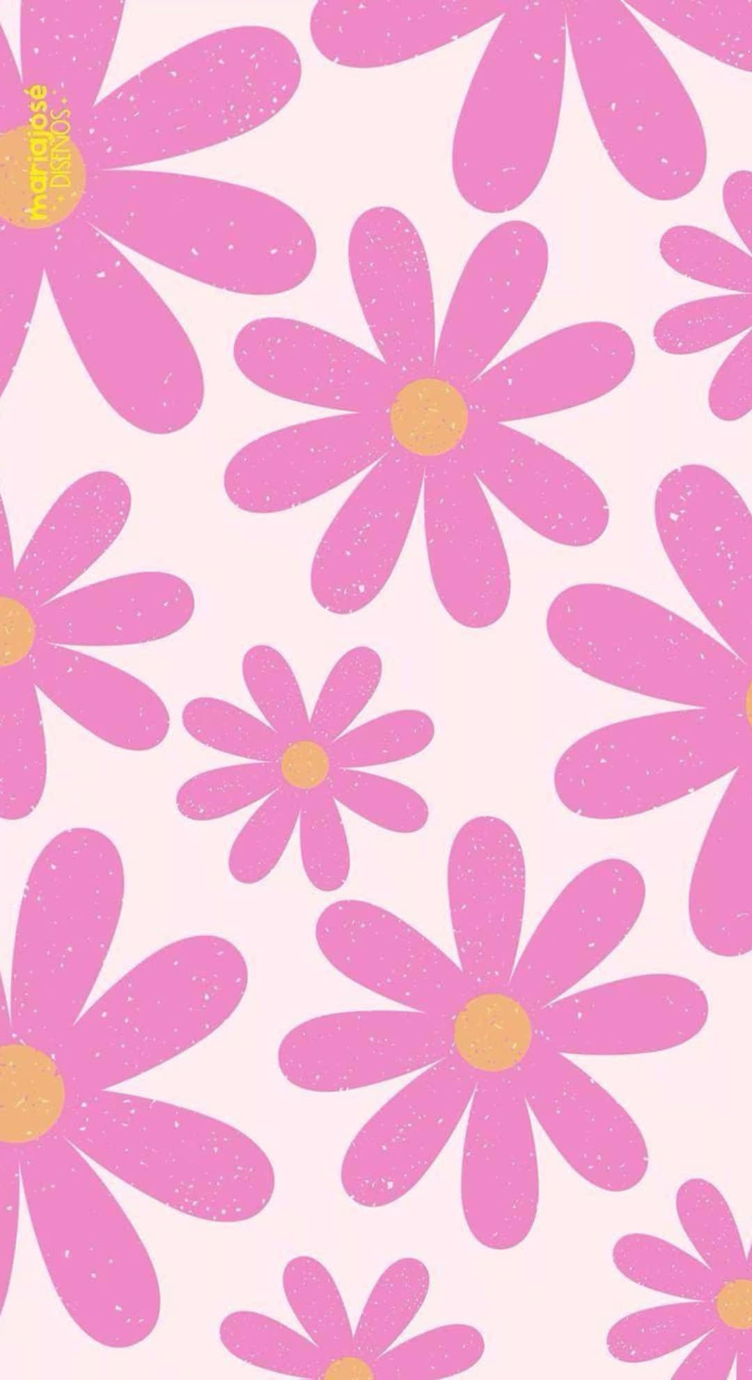 pastel pink daisy pattern, pink daisies, yellow centers, Full HD Phone Wallpaper