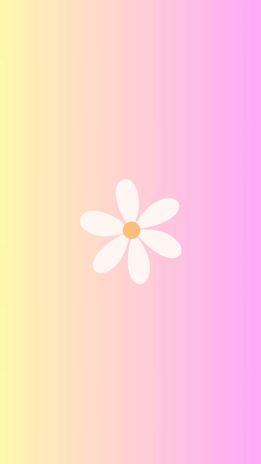 minimalist white daisy, yellow center, soft gradient background, Full HD Phone Wallpaper