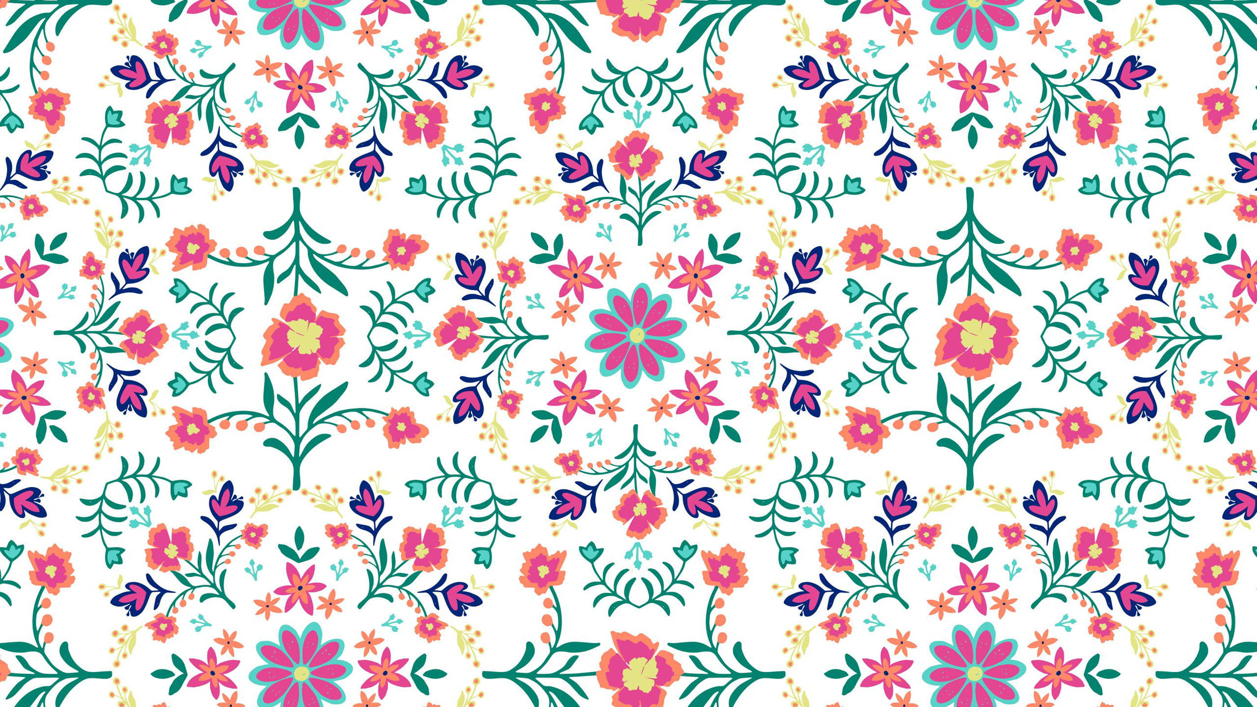floral bohemian aesthetic pattern, pink, purple, 2K Desktop Wallpaper