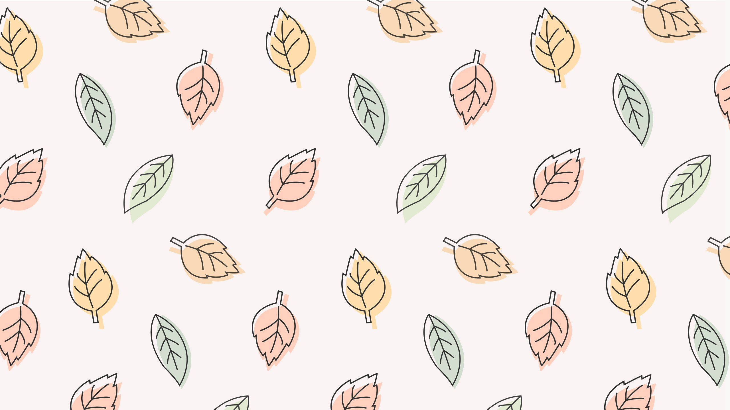 pastel leaves, autumn leaves, soft outlines, 2K Desktop Wallpaper