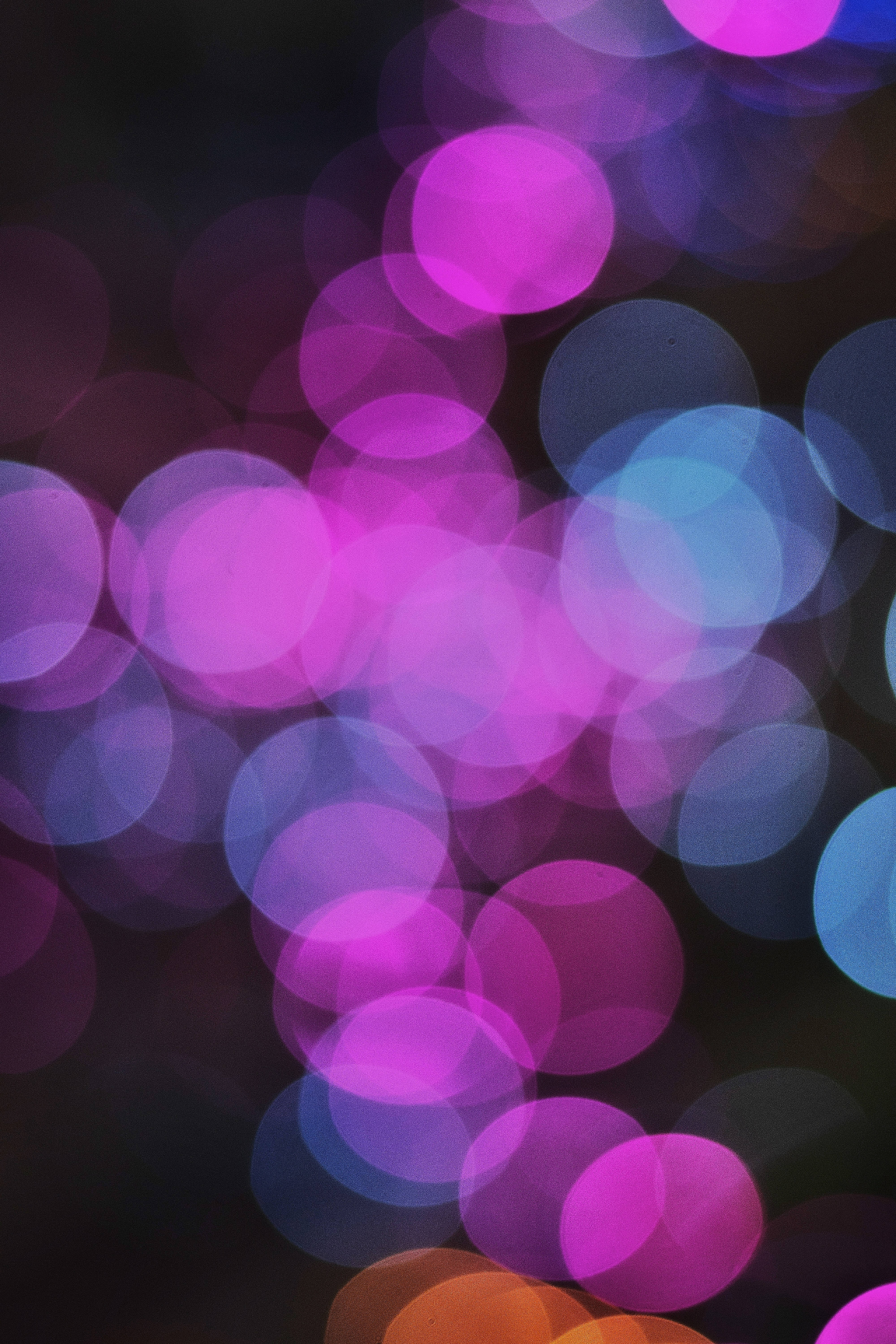 bokeh lights, vibrant purple blue, orange, 5K Phone Wallpaper