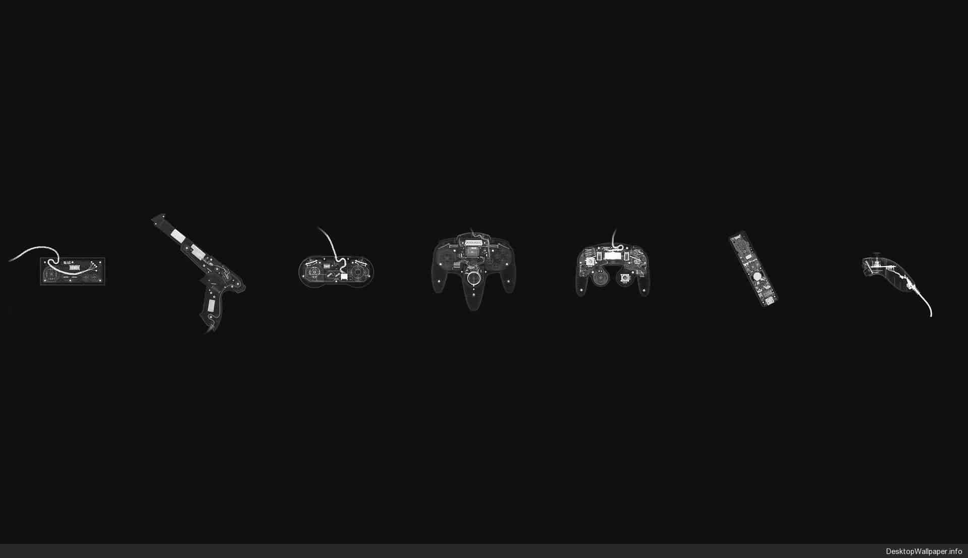 Black And White Aesthetic Pc Controller, seven classic gaming controllers and peripherals, monochrome, Full HD Desktop Wallpaper