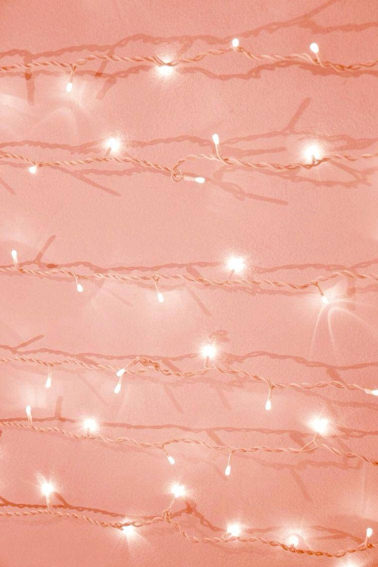 Aesthetic Peach Pink, peach pink, Christmas lights, SD Phone Wallpaper