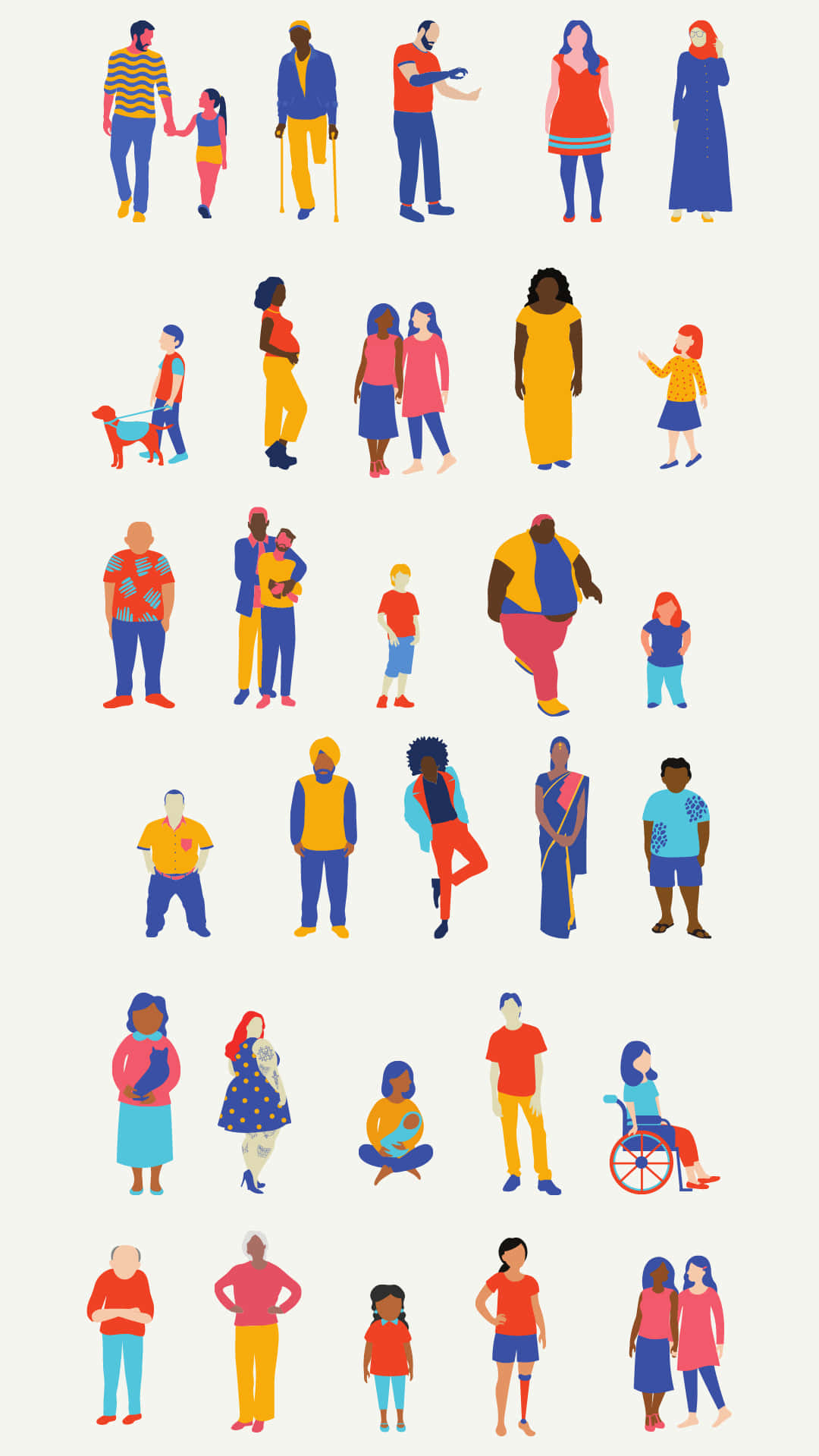 inclusive society phone, diverse people, person in a wheelchair, Full HD Phone Wallpaper