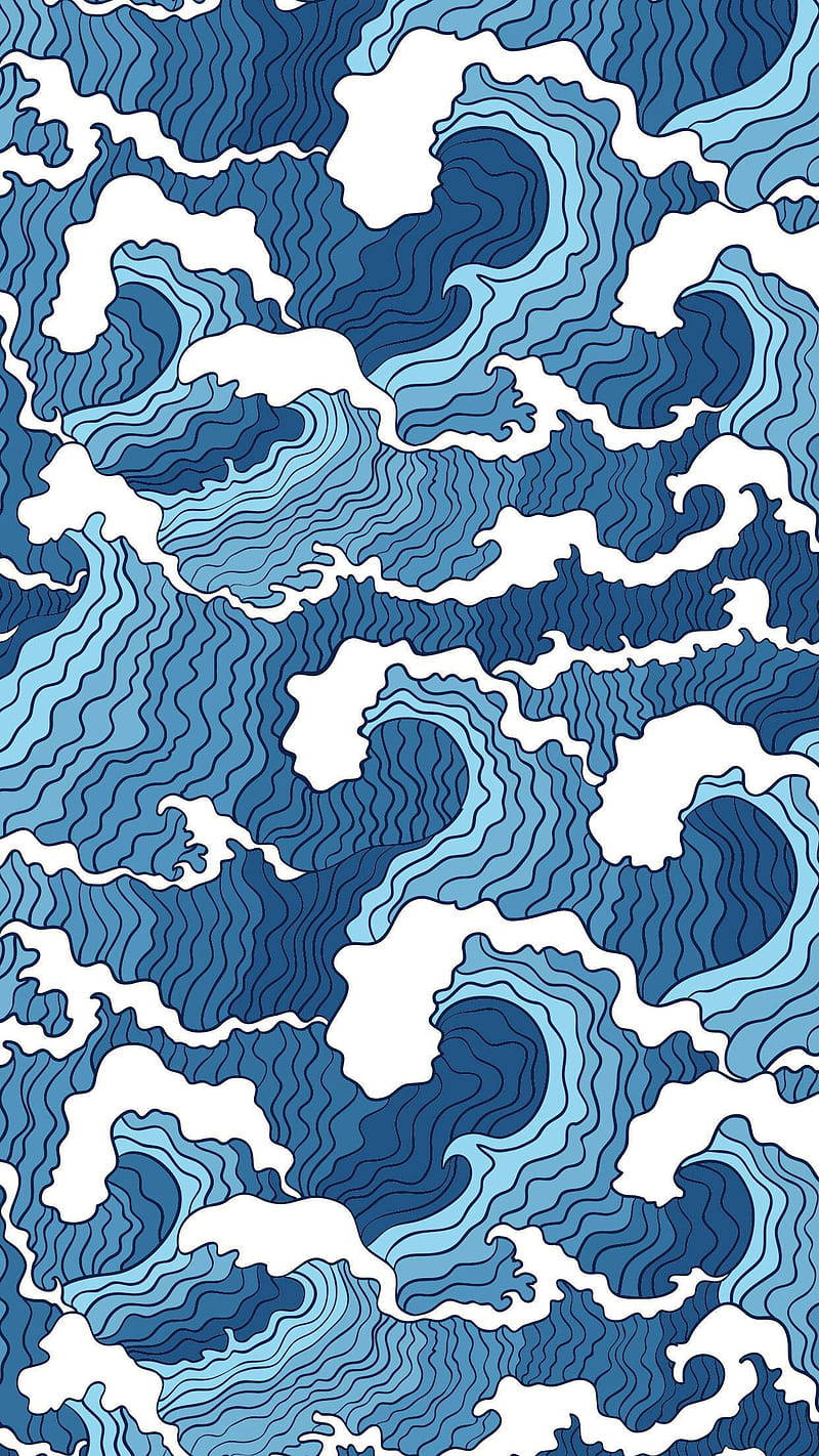 Aesthetic Phone, water waves, blue wave patterns, HD Phone Wallpaper