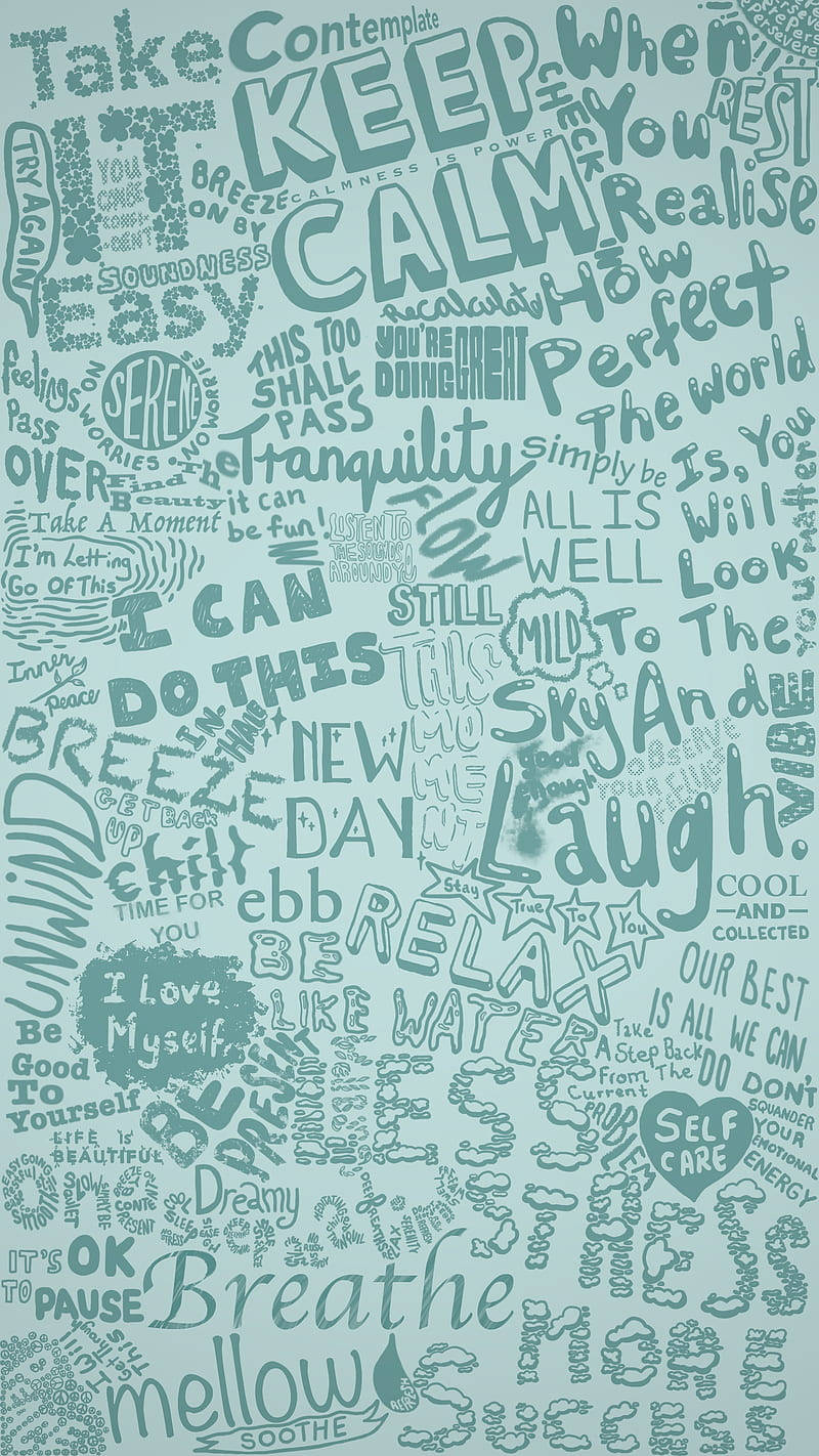 teal-toned, word art collage, Keep Calm, HD Phone Wallpaper