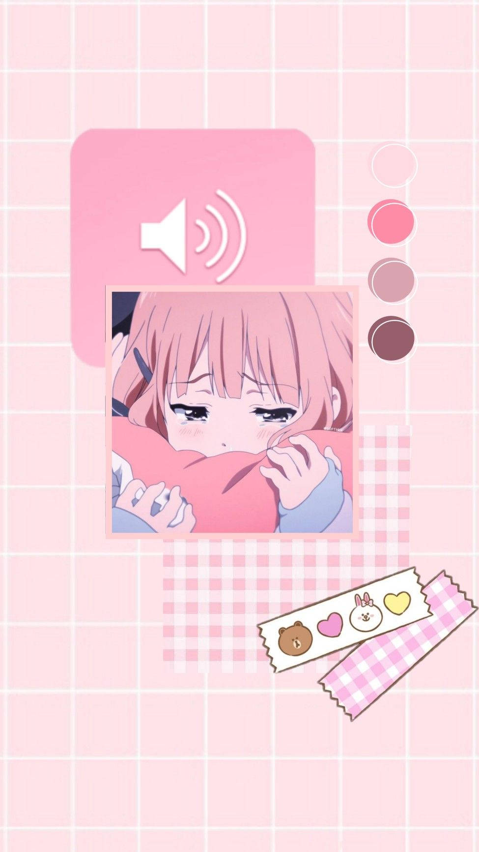 aesthetic pink anime girl, pink hair, hugs a pillow, HD Phone Wallpaper