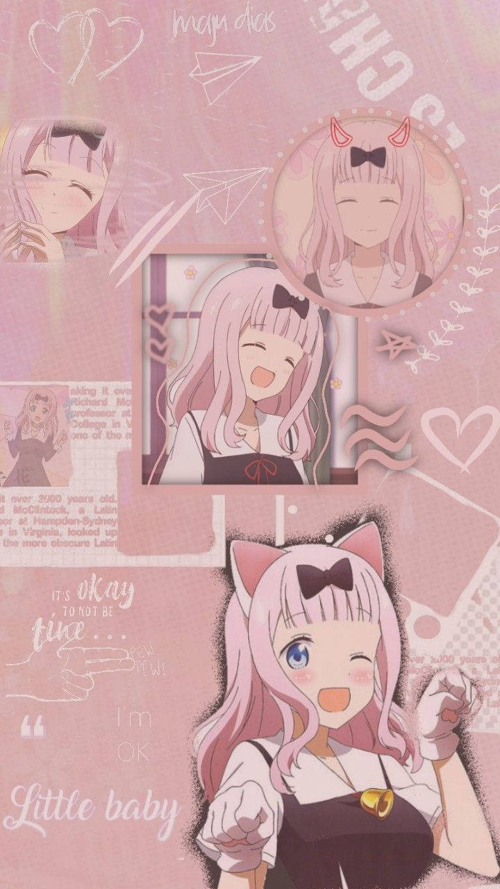 aesthetic pink anime girl, pink hair, cat ears, HD Phone Wallpaper