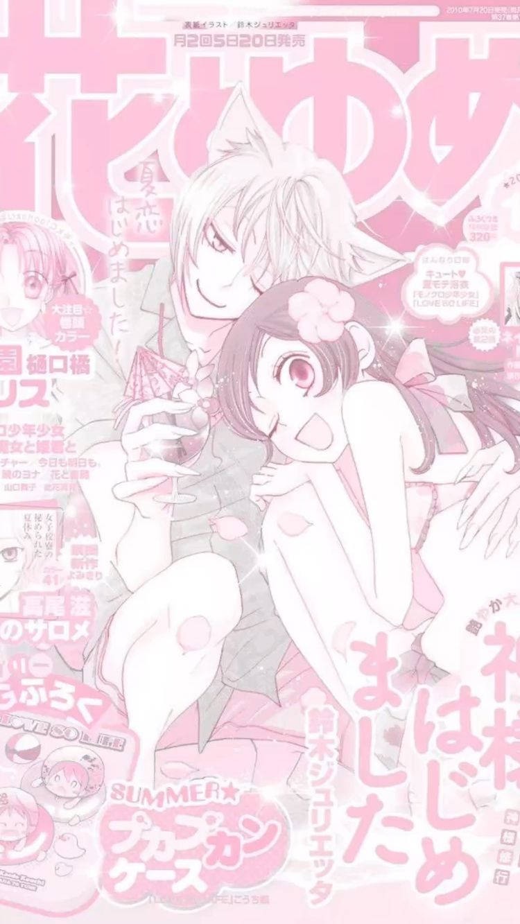 Aesthetic Pink Anime, fox-eared boy, girl with pink hair, HD Phone Wallpaper