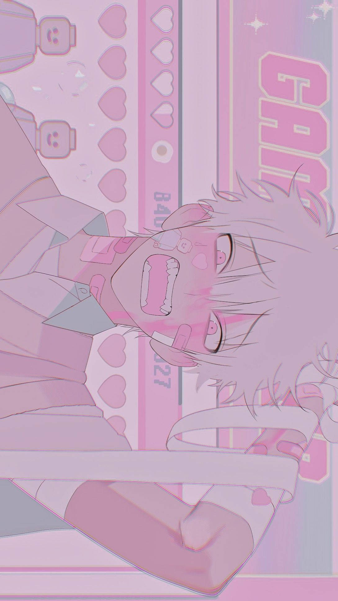 aesthetic pink anime, angry boy, pink-toned anime character, Full HD Phone Wallpaper
