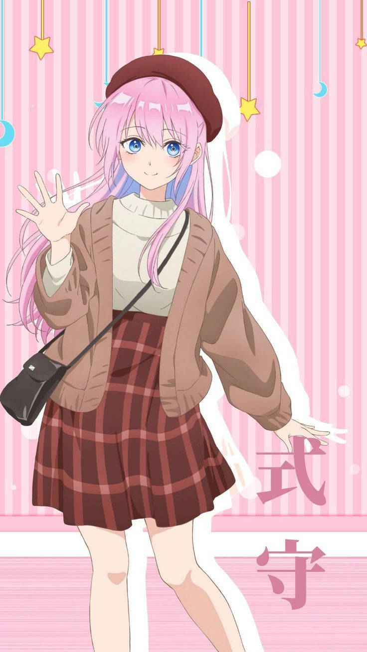 aesthetic pink anime girl, pink hair, blue eyes, HD Phone Wallpaper