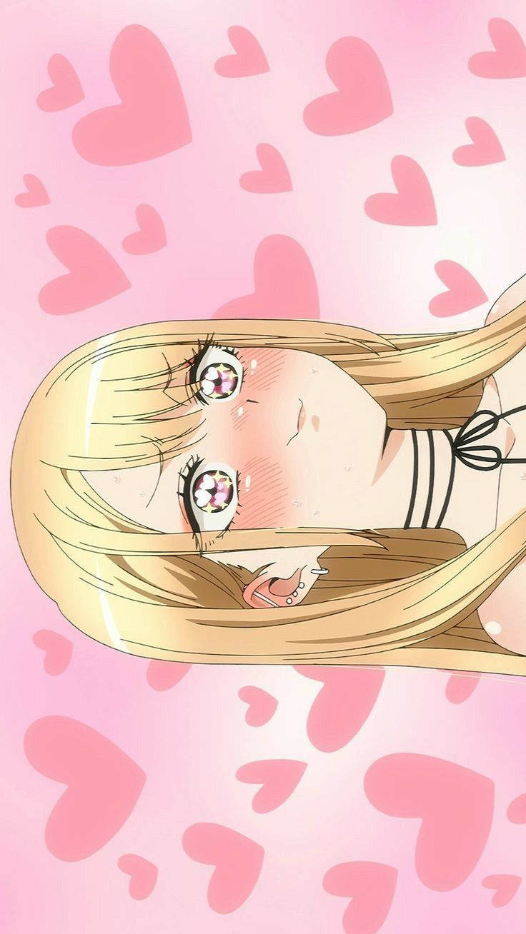 aesthetic pink anime girl, blonde anime girl, sparkling eyes, HD Phone Wallpaper