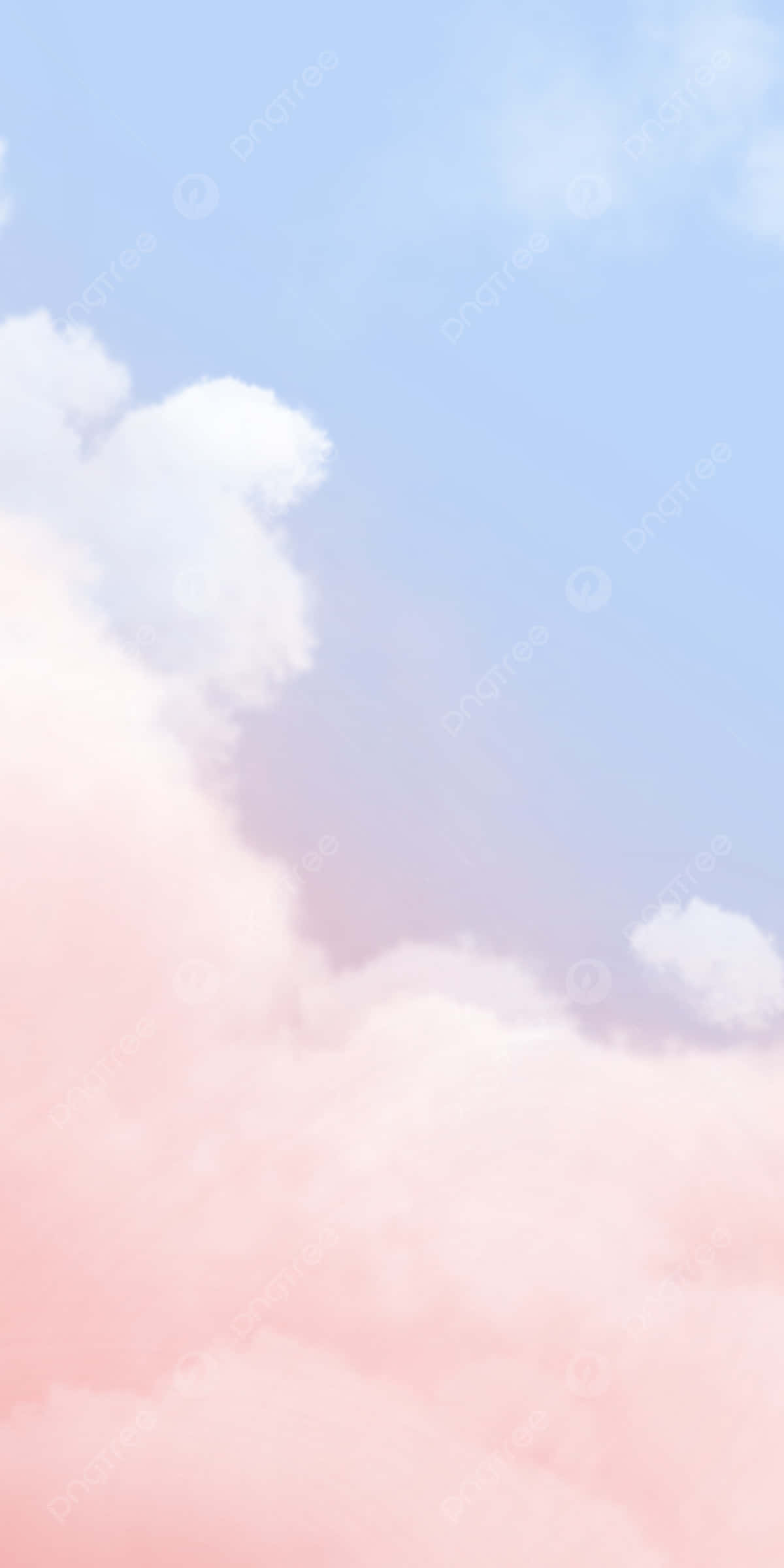 pink peach, light blue, soft pastel clouds, Full HD Phone Wallpaper