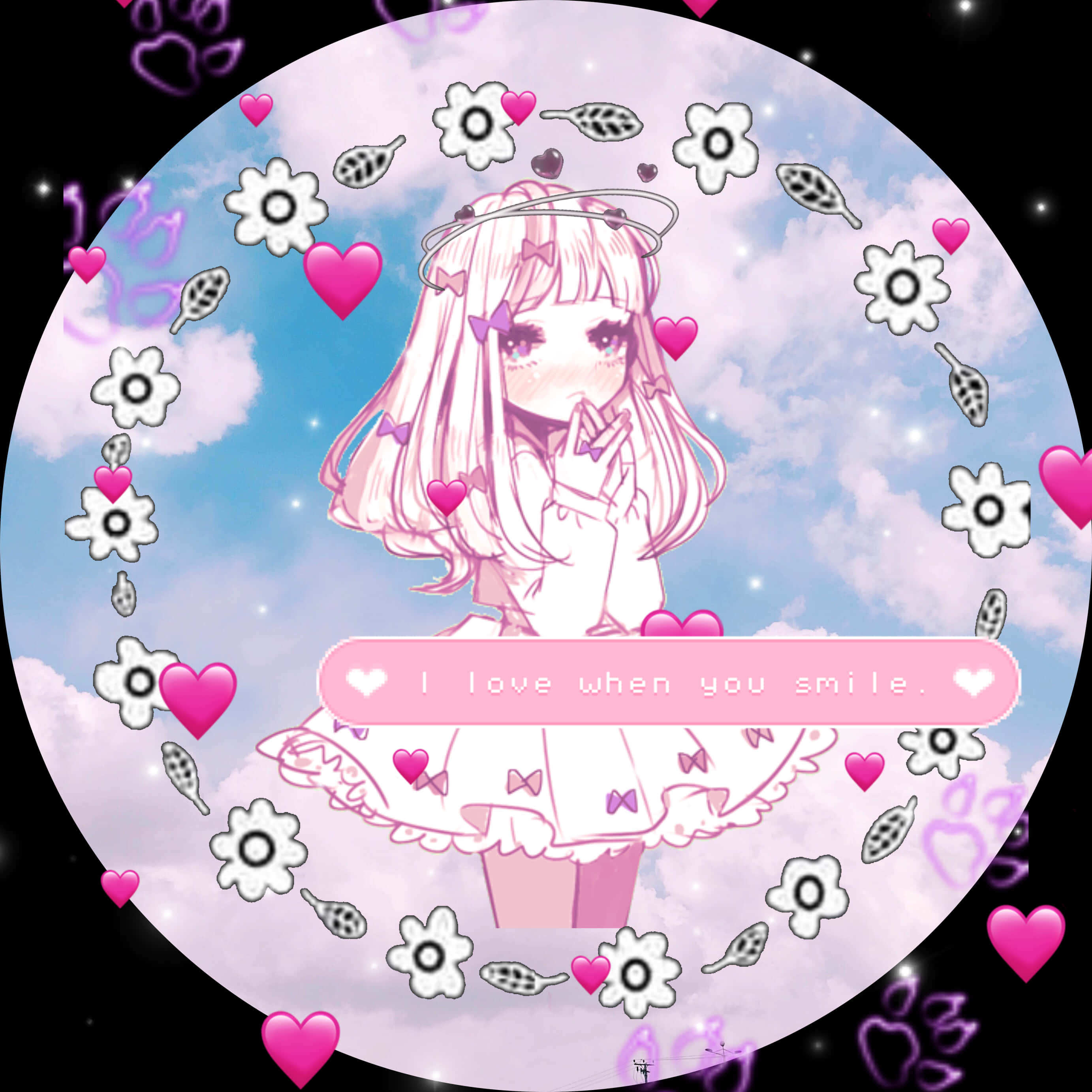 anime girl, pink hair, halo, 2K Desktop Wallpaper