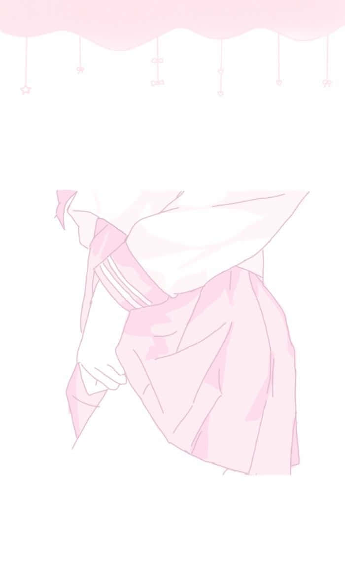 Pastel Pink Aesthetic Anime, anime-style dress, soft shading, SD Phone Wallpaper