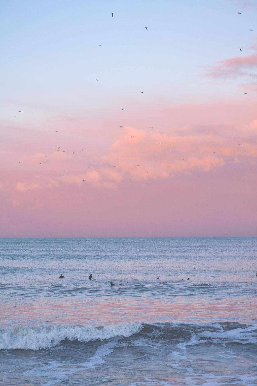 Aesthetic Pink iPhone, ocean, sky, HD Phone Wallpaper
