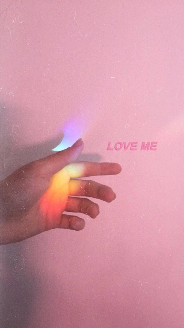 Aesthetic Pink iPhone, prism light, rainbow light projection, HD Phone Wallpaper