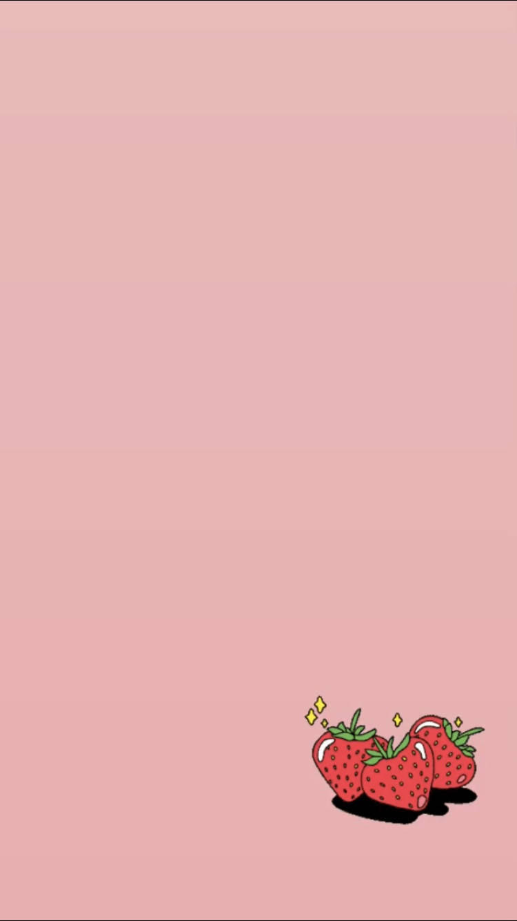 aesthetic pink iphone, strawberry, soft pink gradient background, HD Phone Wallpaper