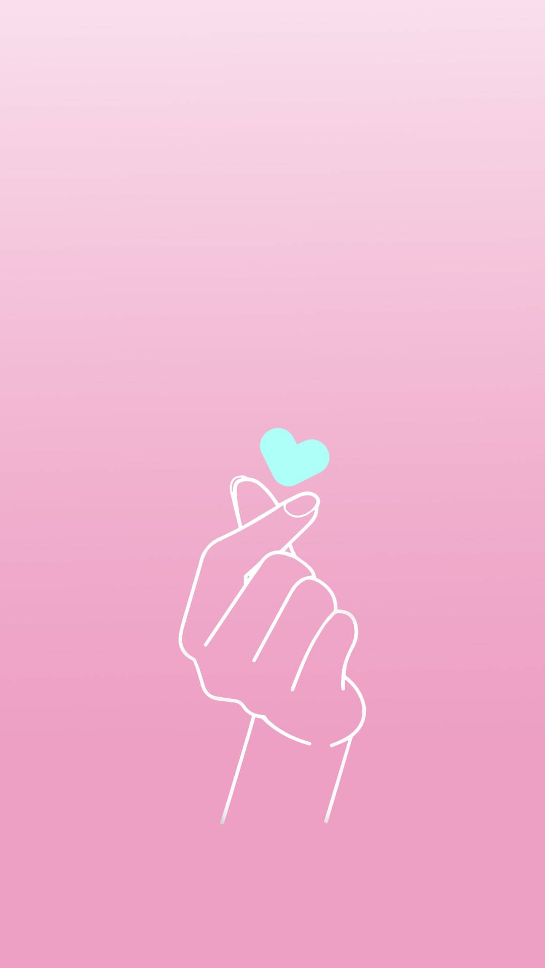 Aesthetic Pink iPhone, cyan heart, soft pink gradient background, Full HD Phone Wallpaper
