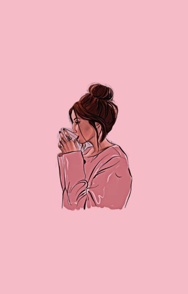 pink sweater, cup, soft pink background, SD Phone Wallpaper