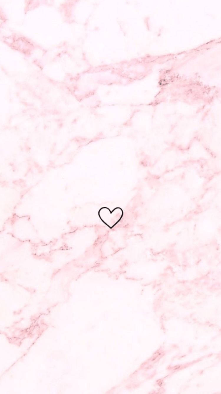 pink marble, black outlined heart, minimalist, HD Phone Wallpaper
