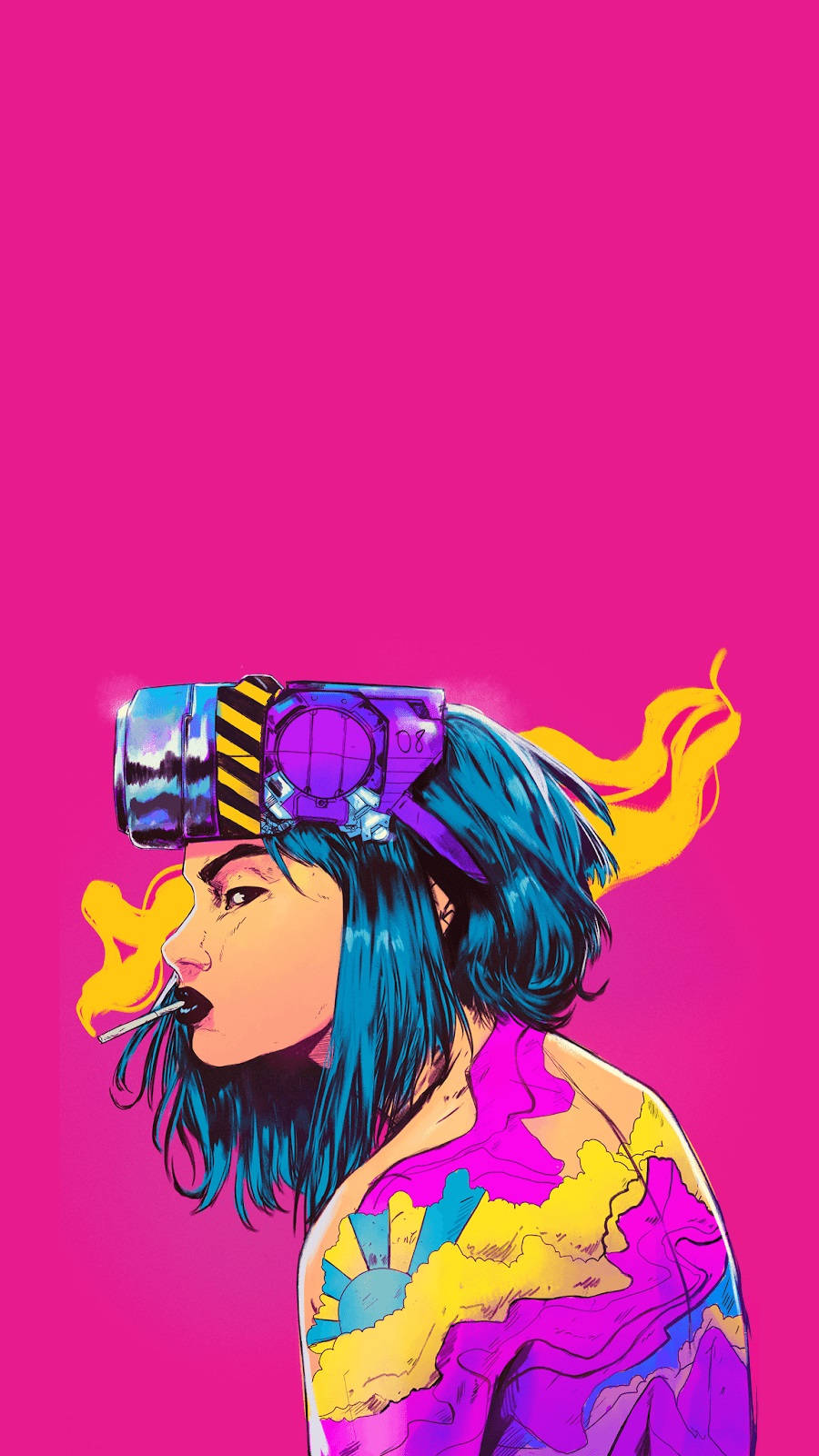 anime girl, blue hair, VR headset, HD Phone Wallpaper