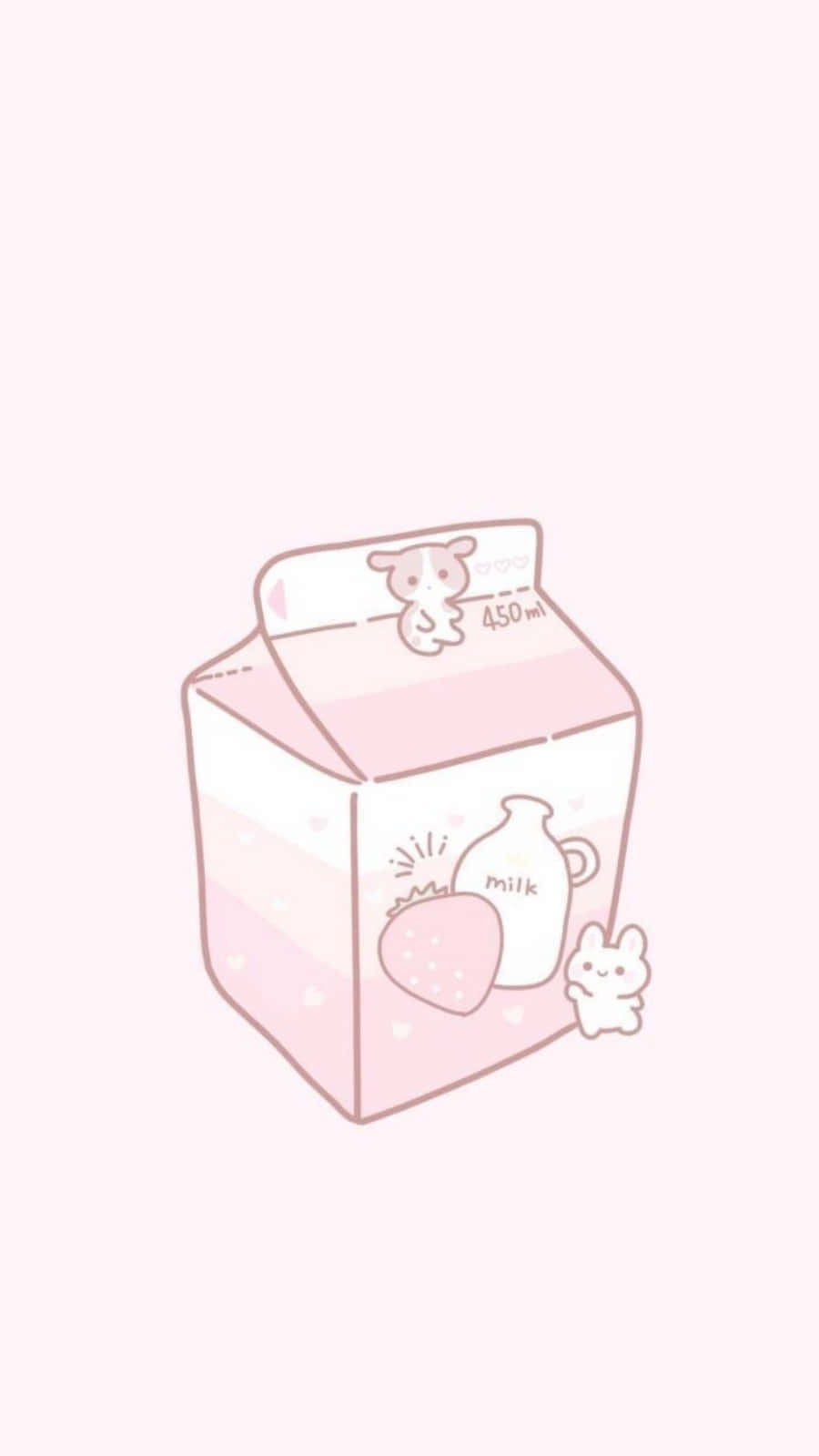 pastel pink, cartoon milk carton, cute bunny illustrations, HD Phone Wallpaper