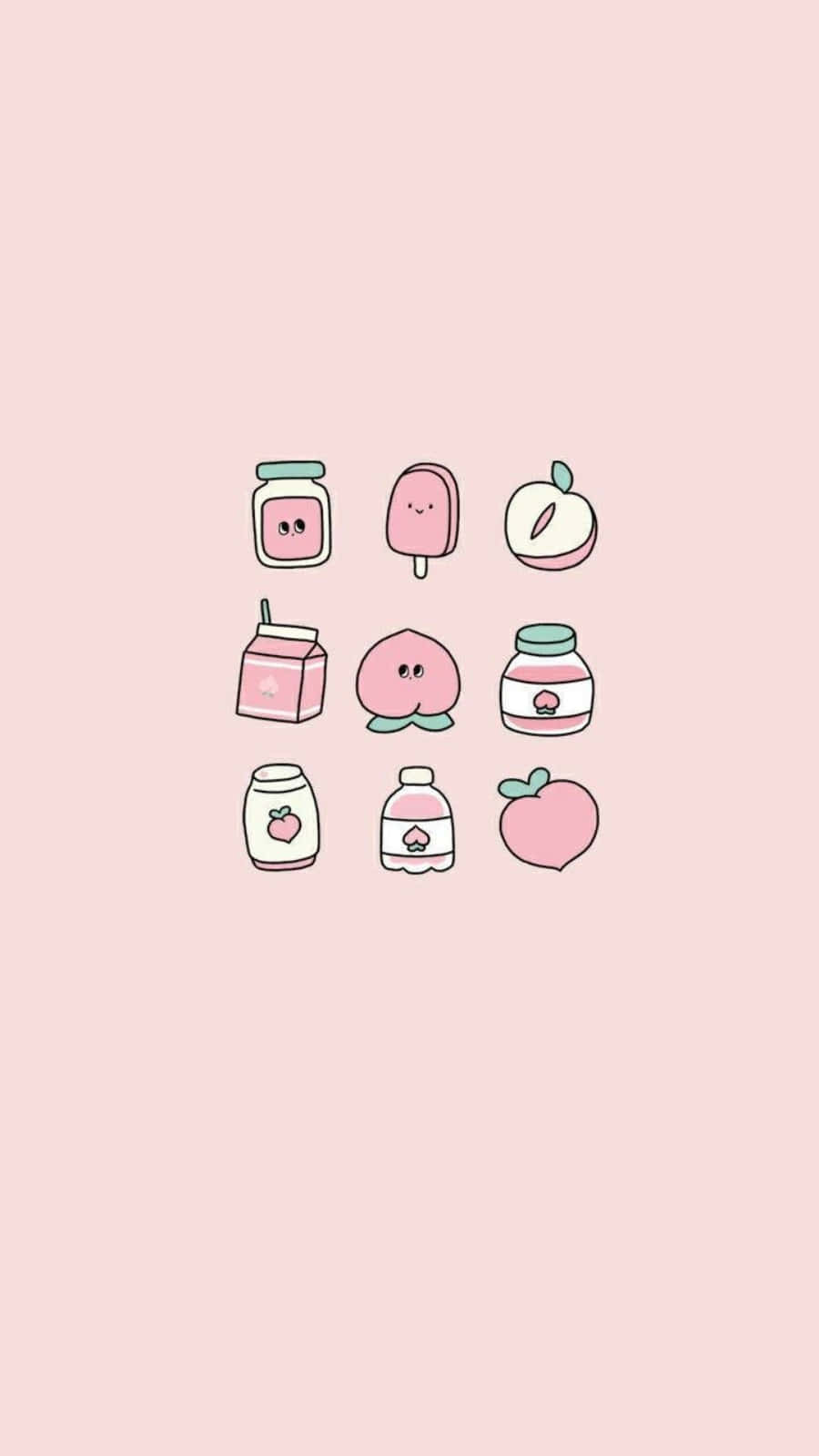 Aesthetic Pink Kawaii, peach-themed items, faces, HD Phone Wallpaper