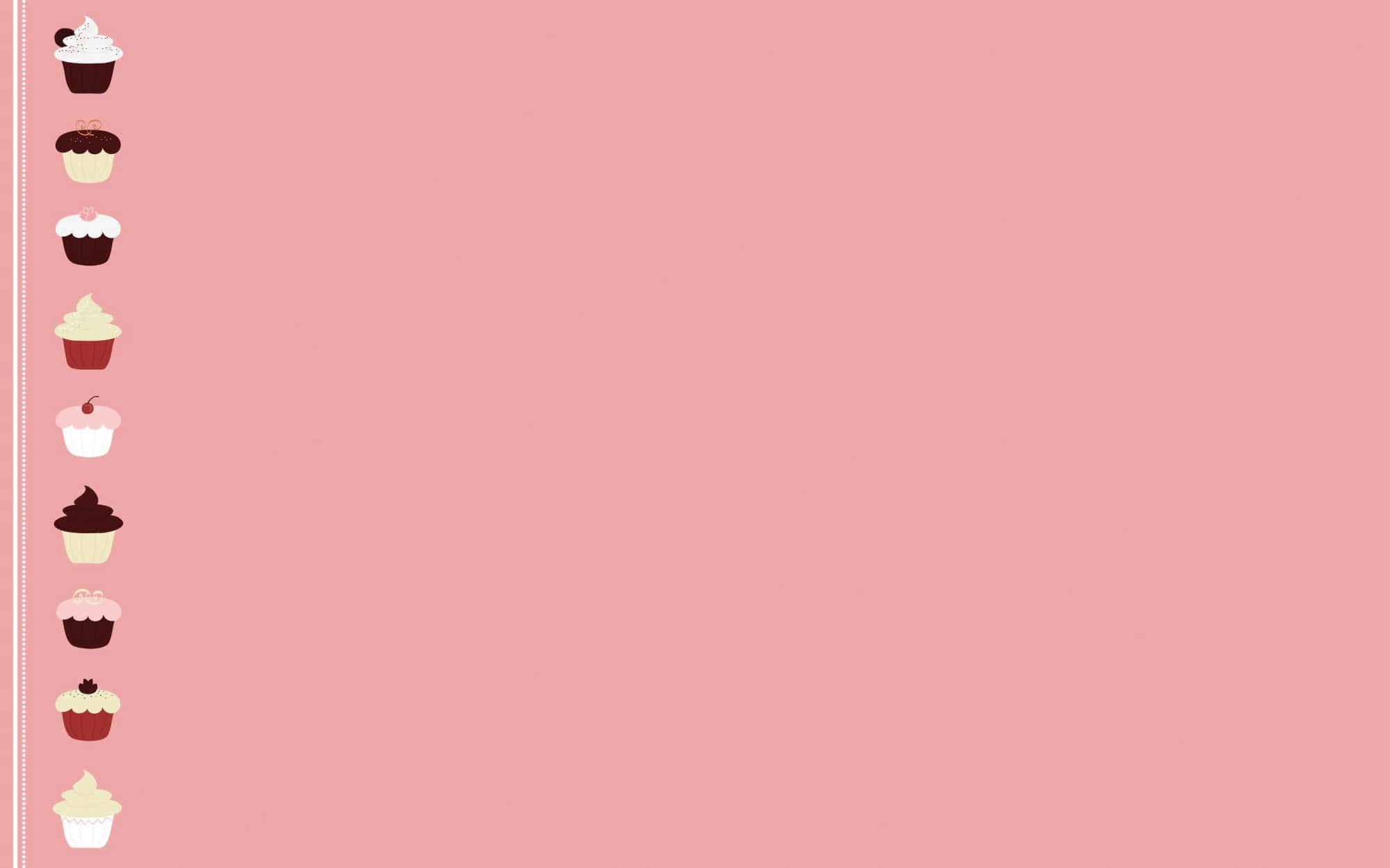Aesthetic Pink Kawaii, colorful cupcakes, varied frostings, Full HD Desktop Wallpaper