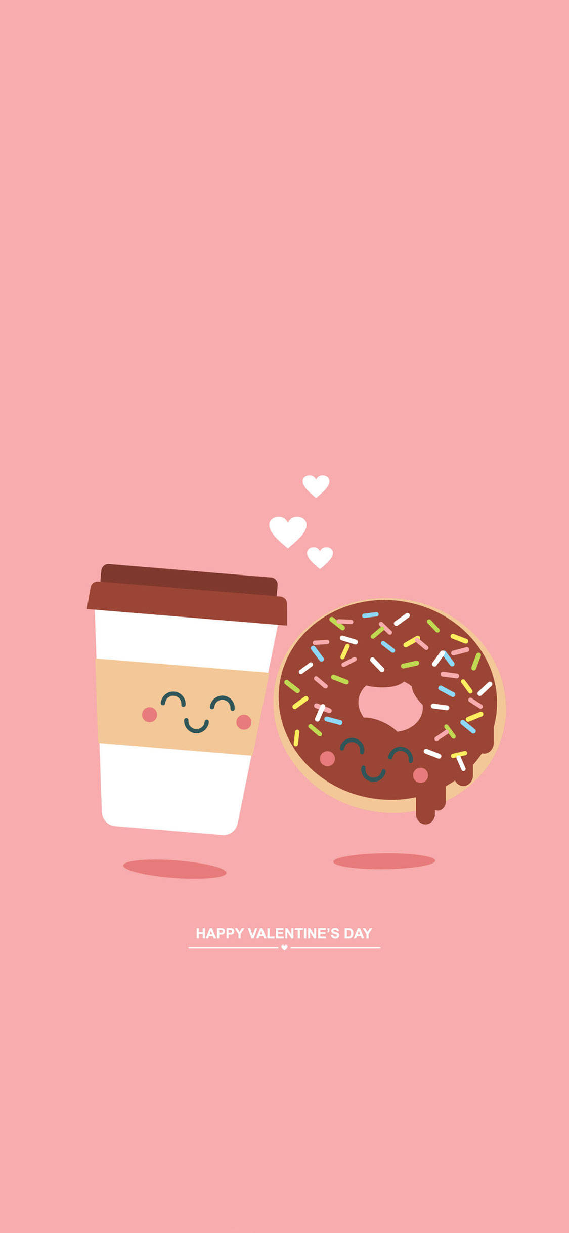 coffee cup, chocolate sprinkle donut, smiling faces, Full HD Phone Wallpaper