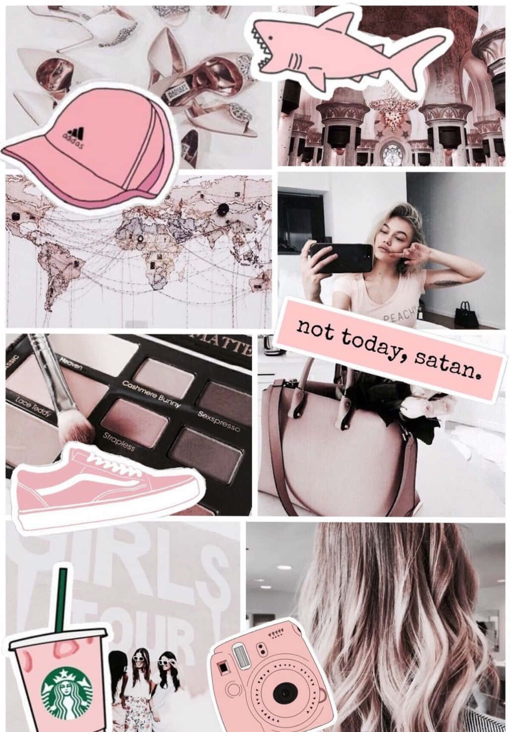 Aesthetic Pink, shark sticker, Adidas cap, HD Phone Wallpaper