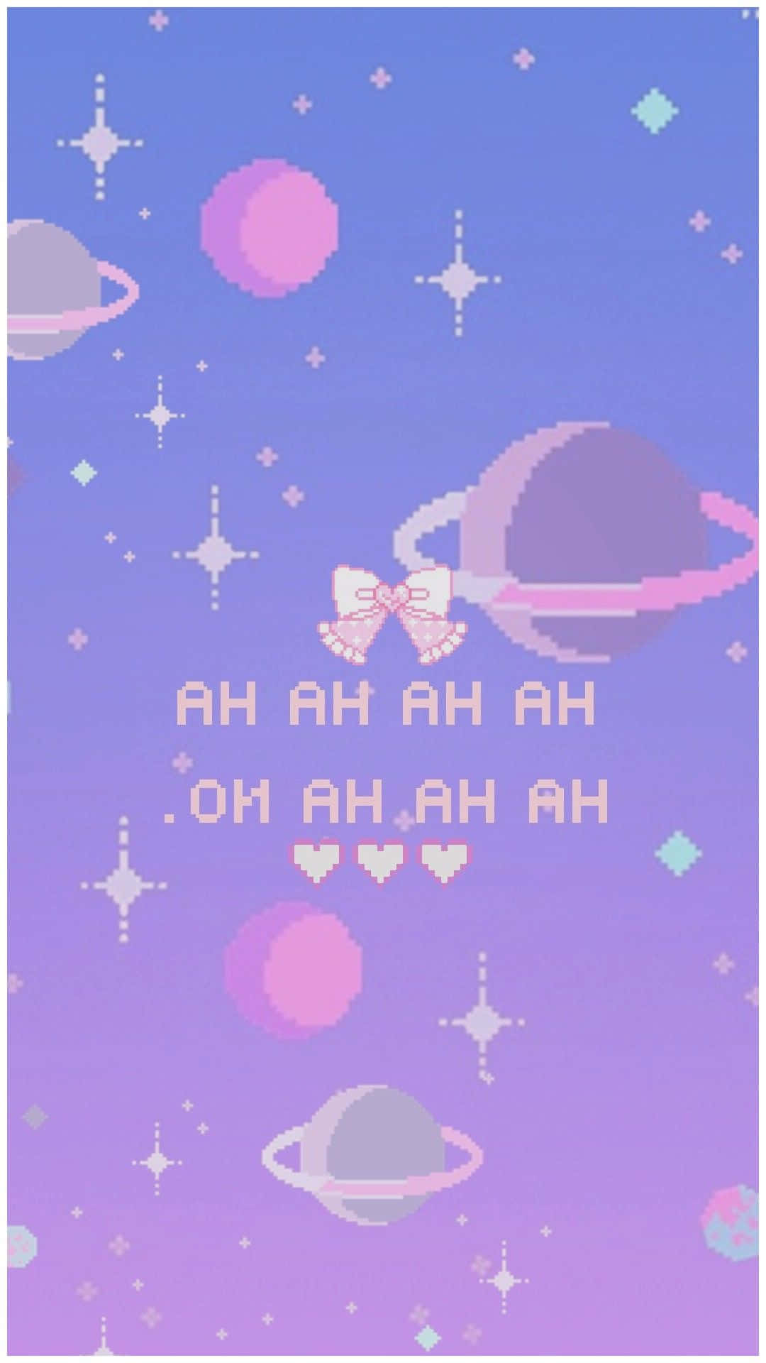 lavender space pixel art background, pastel planets, stars, Full HD Phone Wallpaper