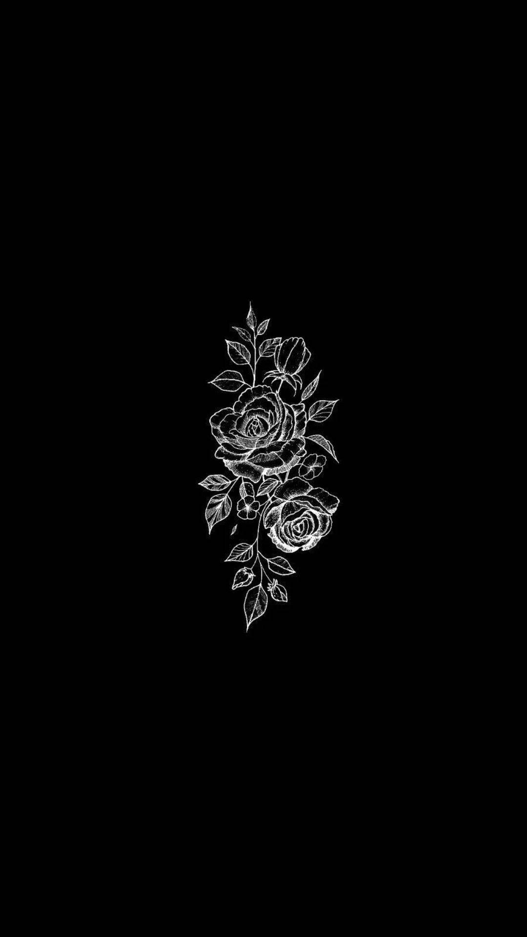 Aesthetic Profile, rose, white line drawing, Full HD Phone Wallpaper