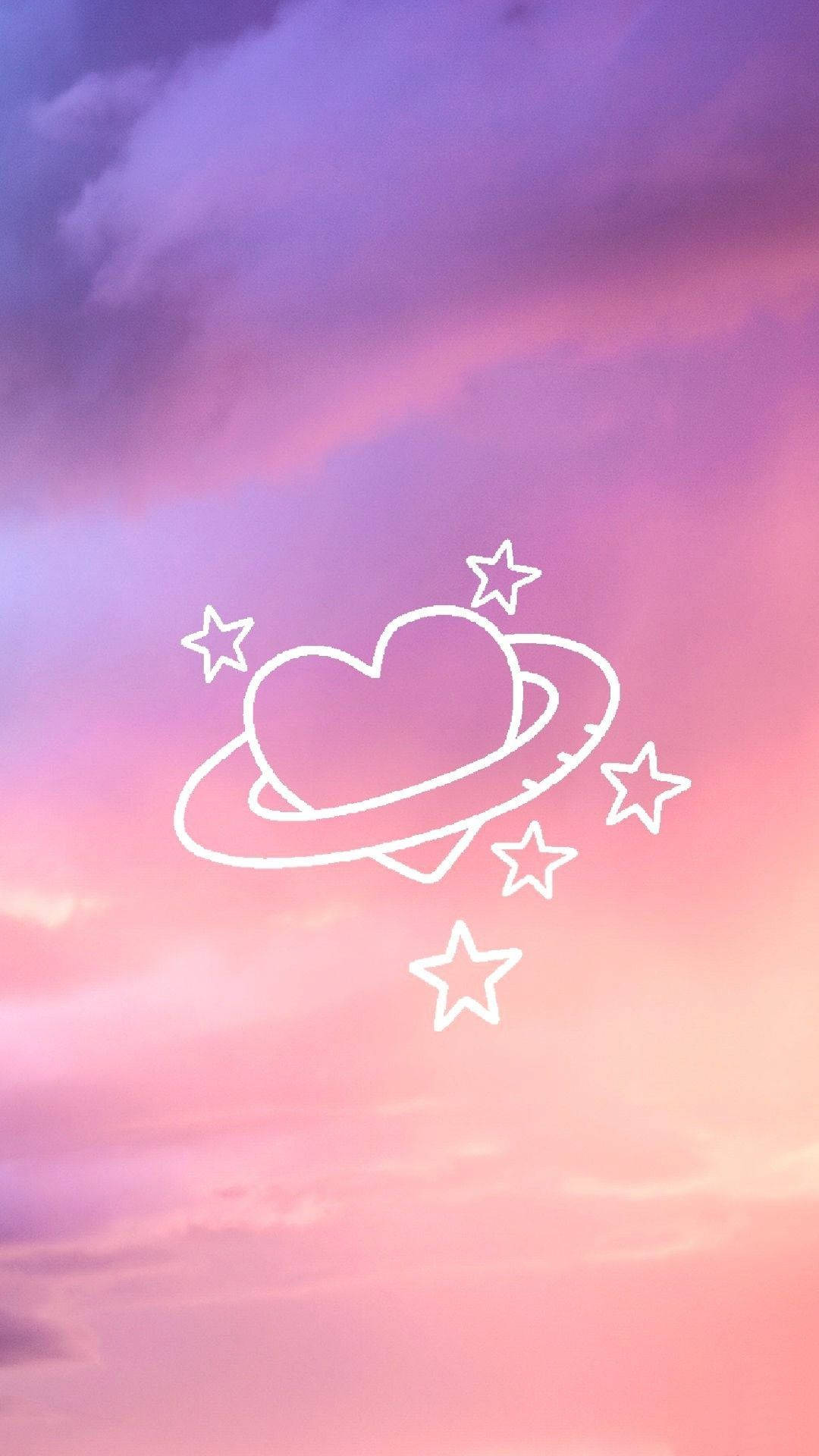 Aesthetic Profile, heart-shaped planet, rings, Full HD Phone Wallpaper